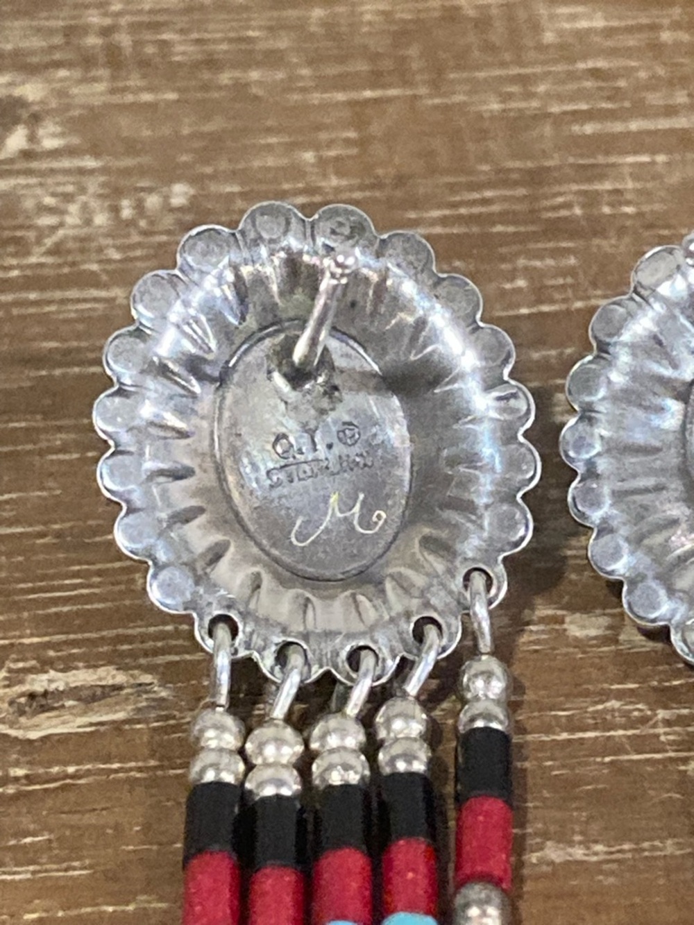 Southwestern Style Inlay Earrings QT Sterling Silver Quoc - Picture 6 of 12